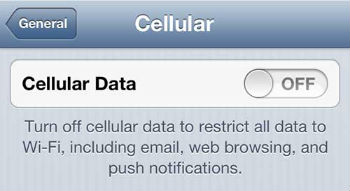 Disable the Mobile Data feature